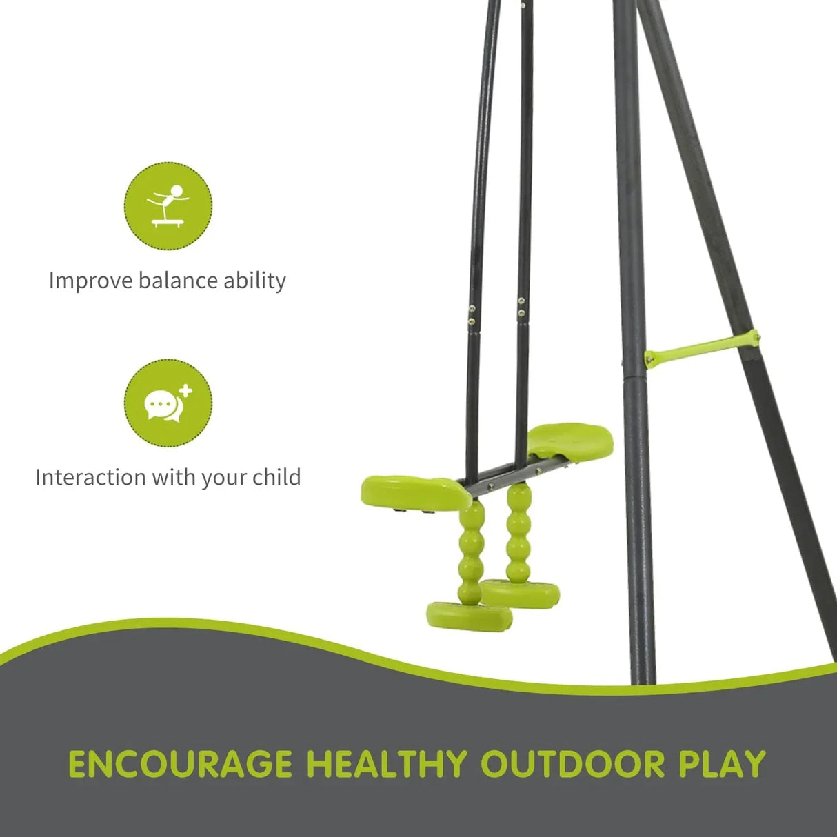 Three Seat Steel Children’s Outdoor Swing Set - Omega Lifestyles