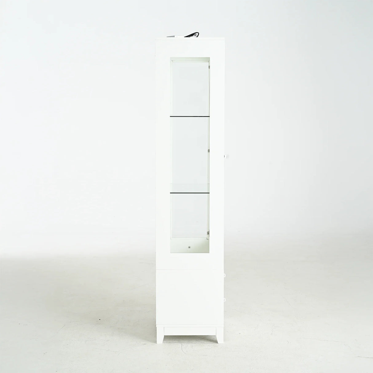 Modern Upholstered Glass Display Cabinet With Adjustable LED Light - Omega Lifestyles