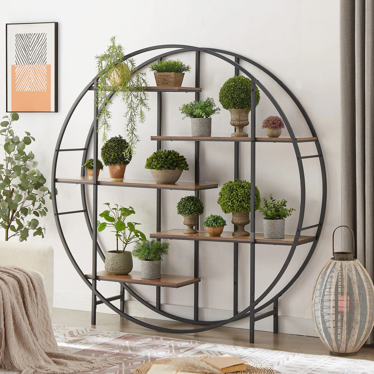 Rustic Brown Vintage Industrial 5-Tier Storage Rack - Omega Lifestyles