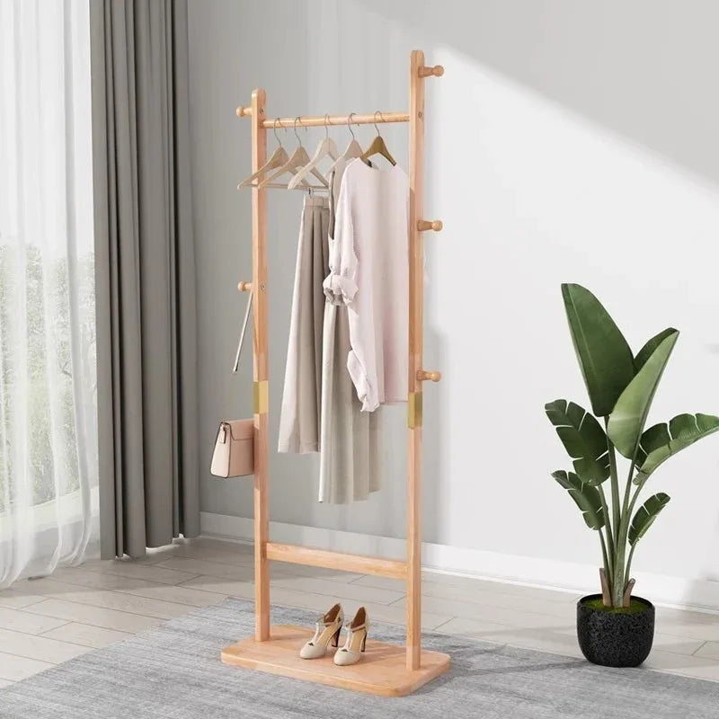 Solid Walnut Wood Coat Rack Stand With Natural Finish - Omega Lifestyles