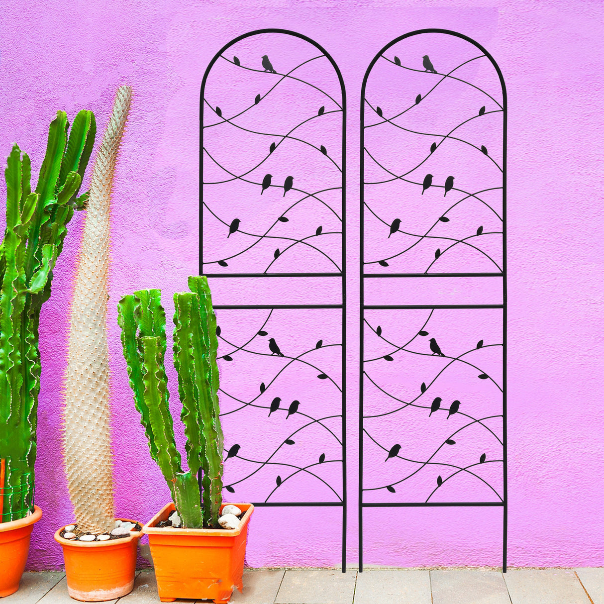 Pair Of Rustproof Metal Garden Trellis For Climbing Plants