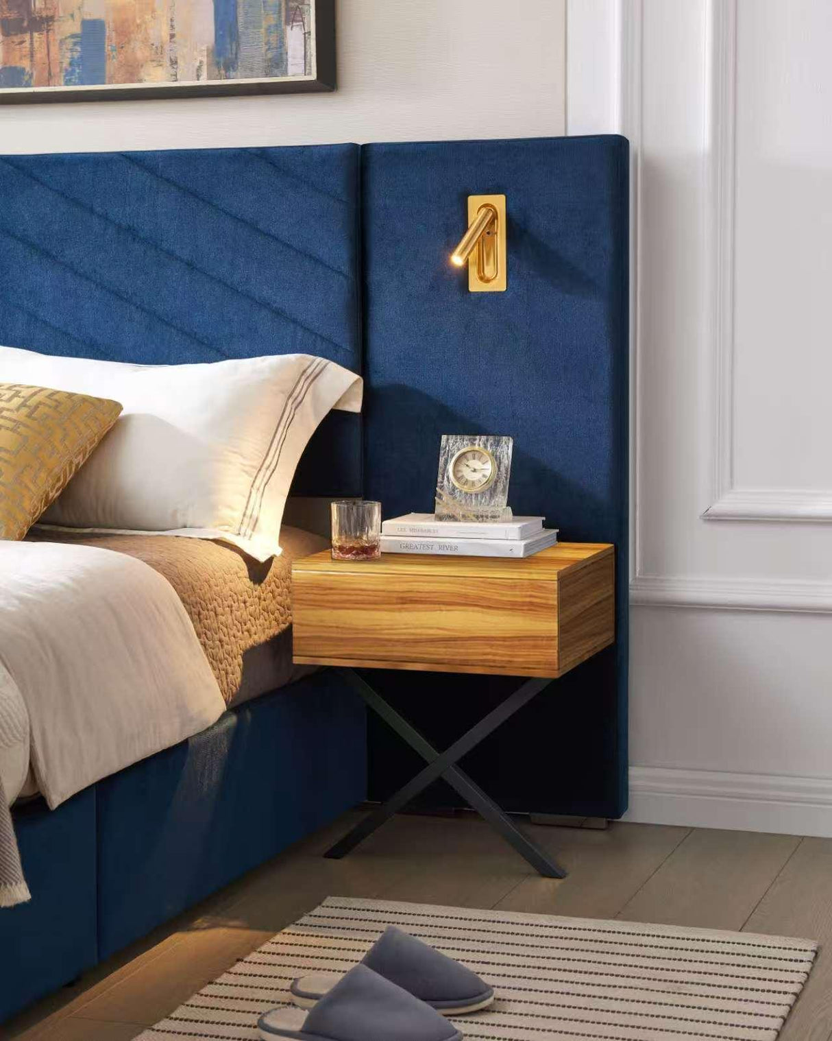 Queen Modern Velvet Upholstered Platform Bed Frame - Omega Lifestyles