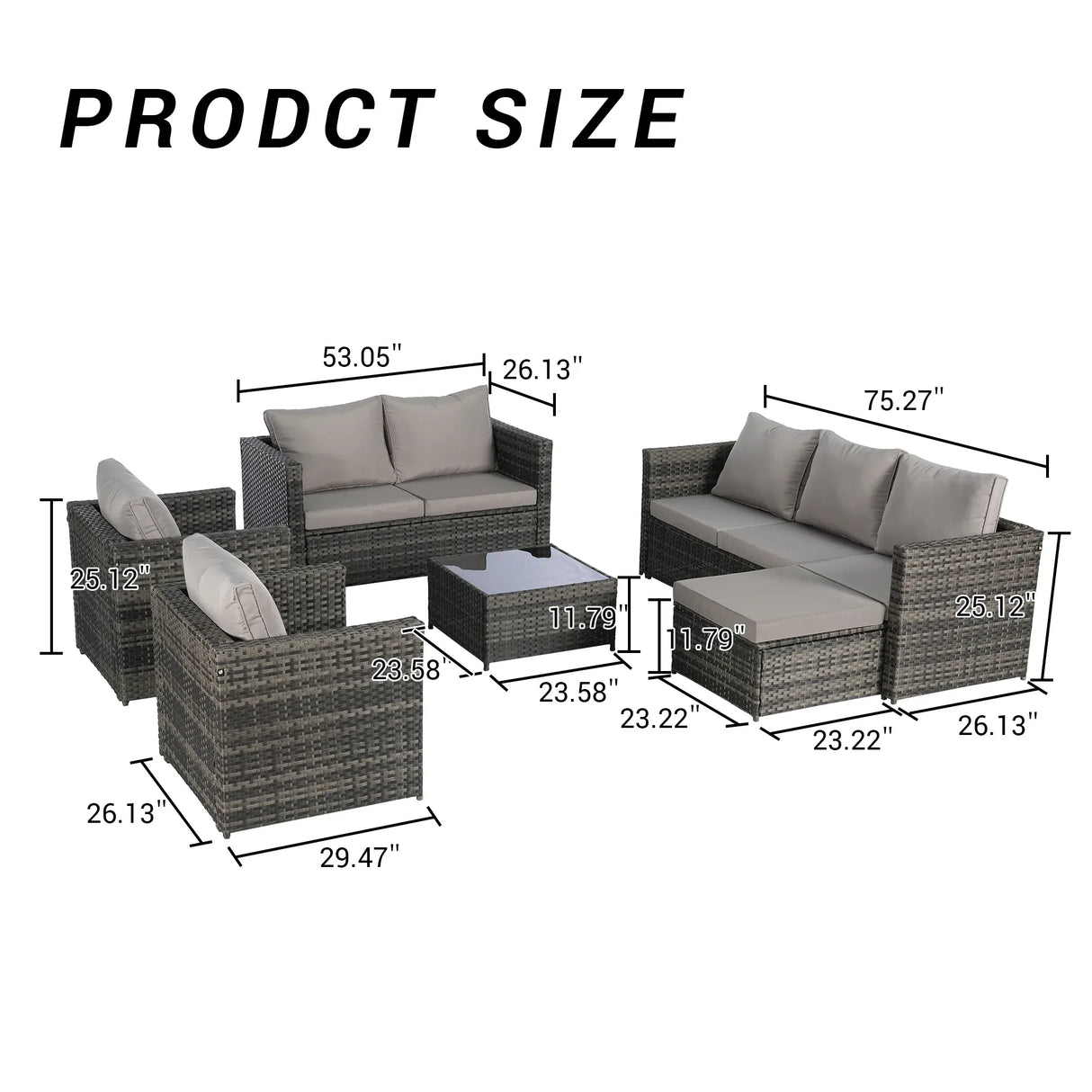 6-Piece Outdoor Rattan Wicker Patio Furniture Set - Omega Lifestyles