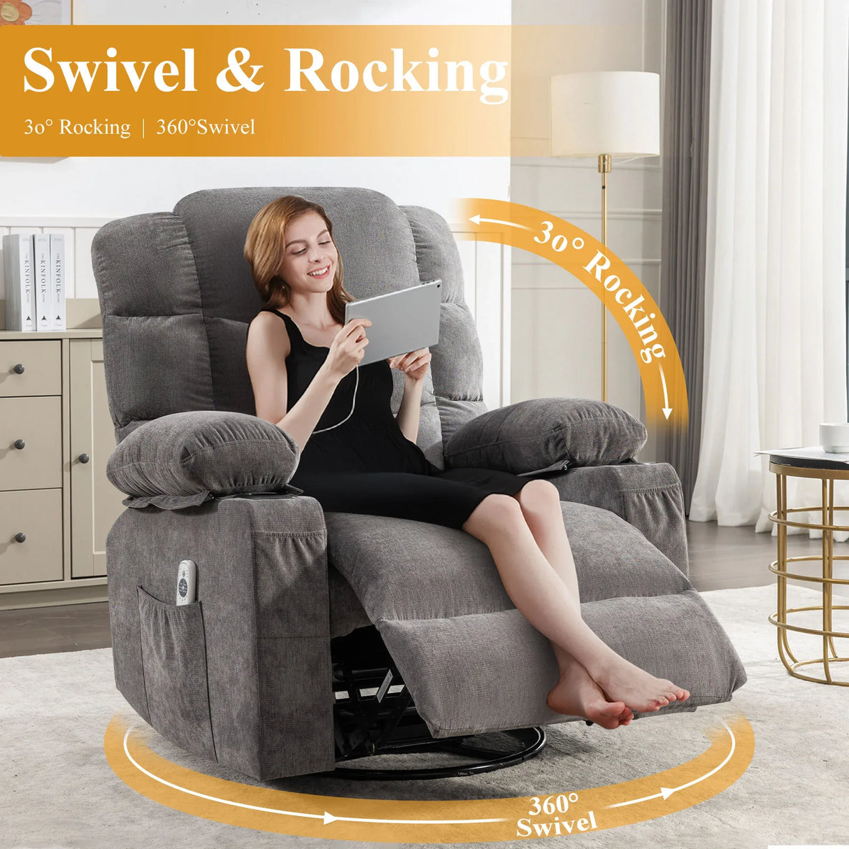 Oversized Soft Massage Recliner Chair With Heating - Omega Lifestyles