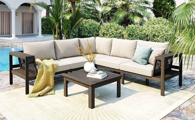 4-Piece Acacia Wood Outdoor Patio Sofa Seating Set - Omega Lifestyles