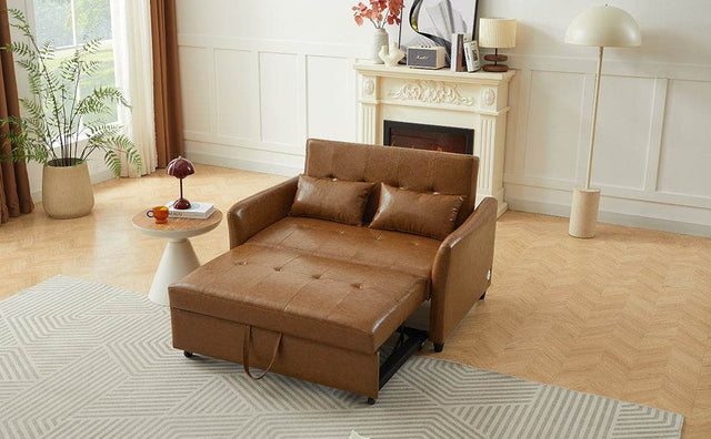 Convertible PU Leather Sofa Bed With USB Ports - Omega Lifestyles