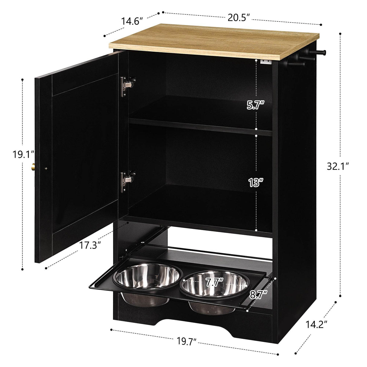 Elevated Pet Feeding Station With Storage Drawers - Sleep Galleria