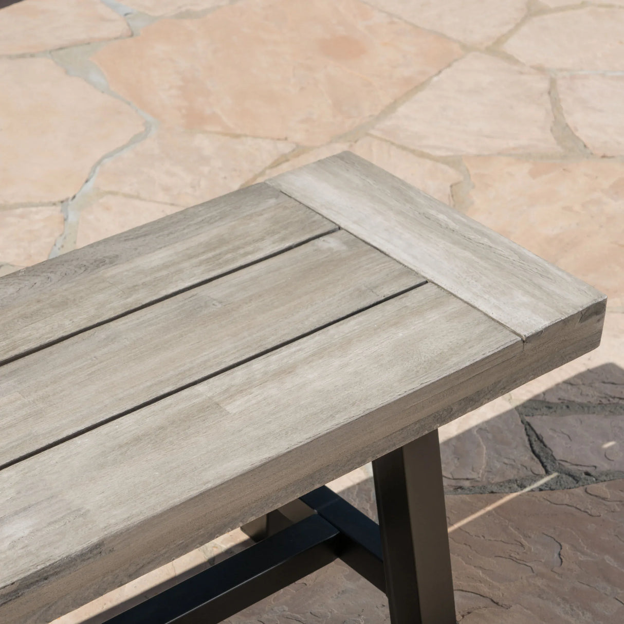Outdoor Acacia Wood Slat Panel Weather Resistant Bench - Omega Lifestyles