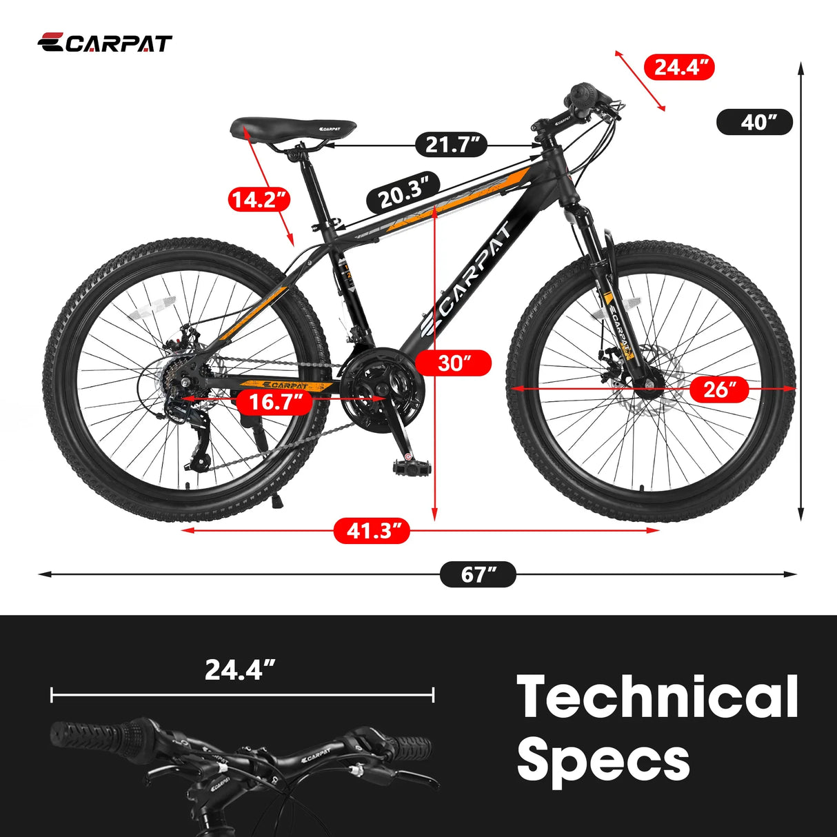 26-Inch Steel Frame Mountain Bike With Shimano 21-Speed - Omega Lifestyles