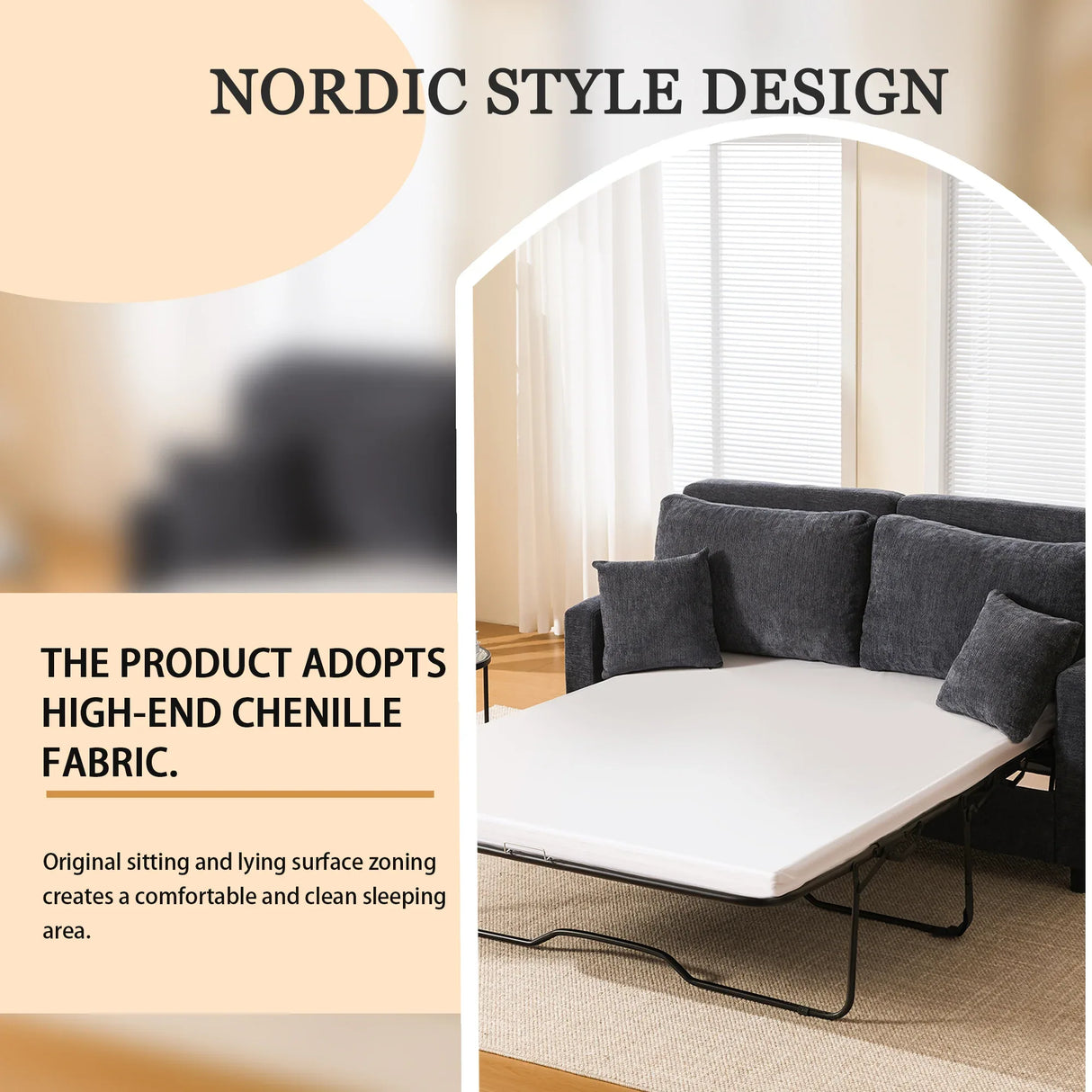 Modern Convertible Sleeper Sofa Bed With Memory Foam Mattress - Omega Lifestyles