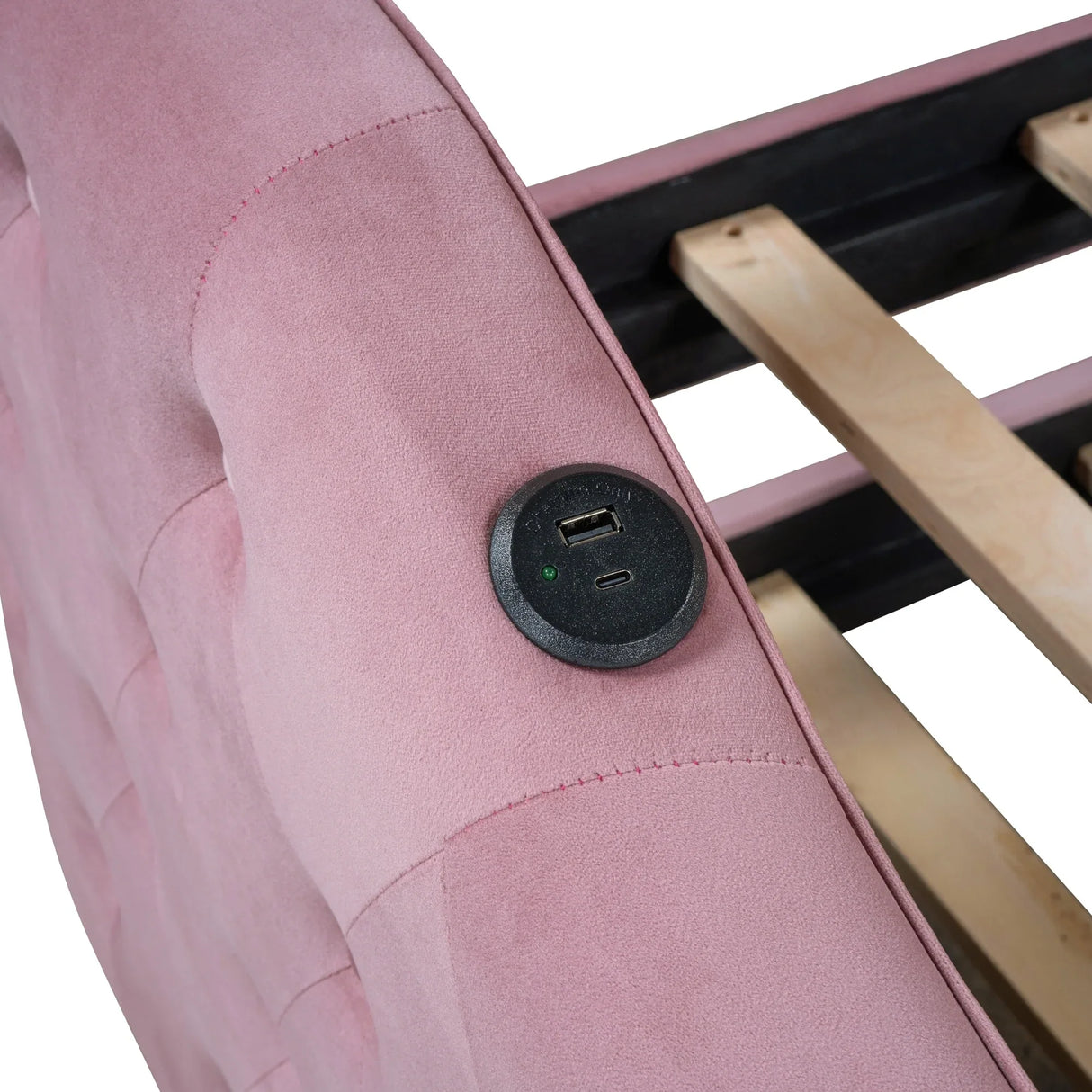 Twin Velvet Upholstered Daybed With Trundle USB Charging - Omega Lifestyles