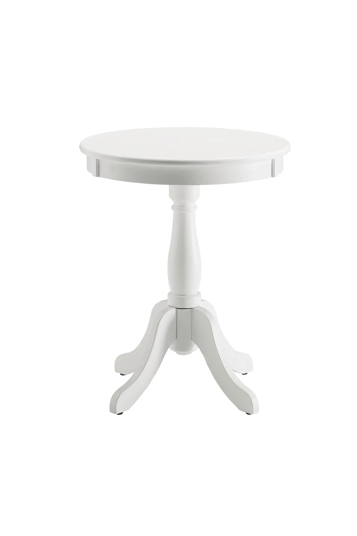 Transitional White Synthetic Wood Round Pedestal Accent Table - Omega Lifestyles