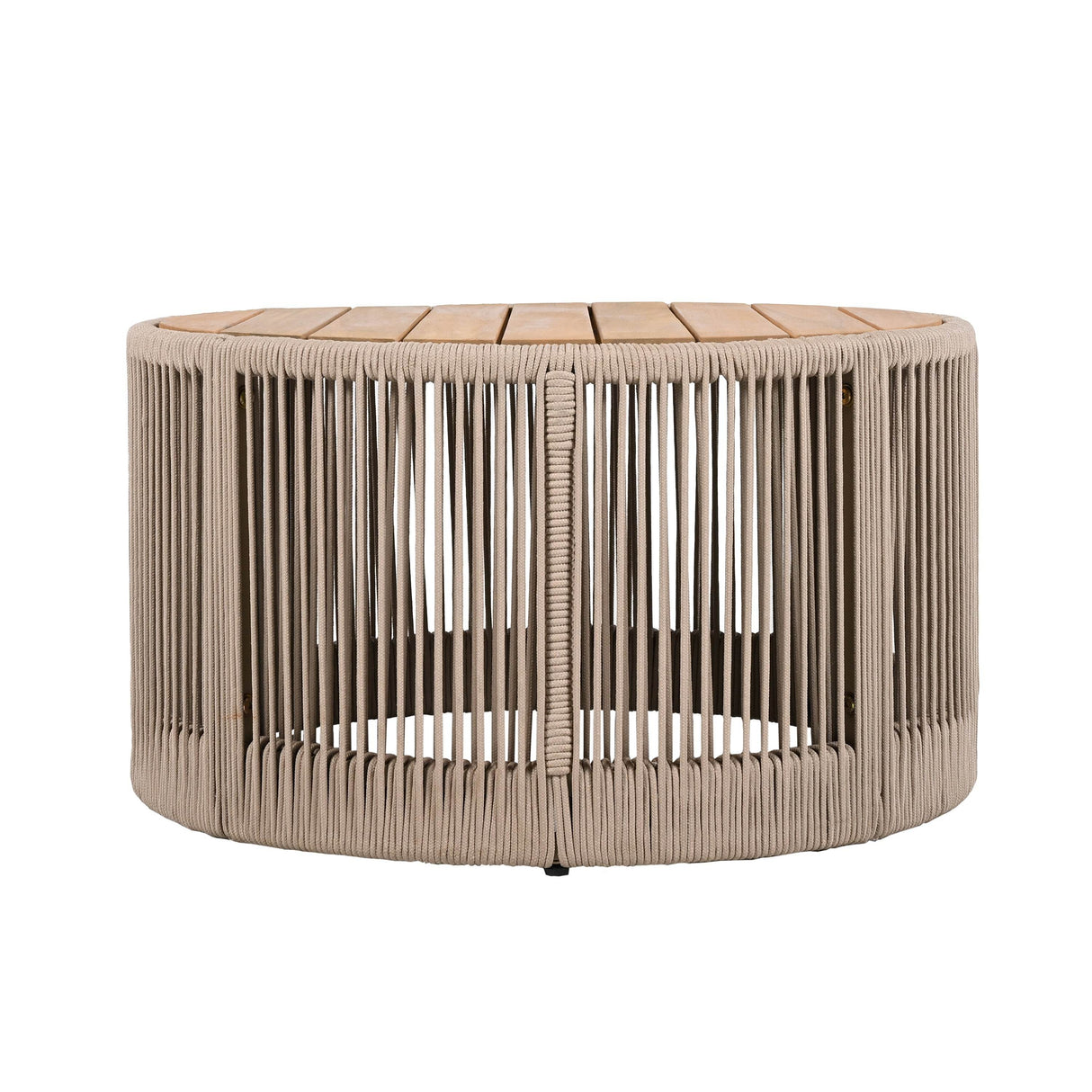 Rustic Acacia Wood Iron Rope Outdoor Coffee Table - Sleep Galleria