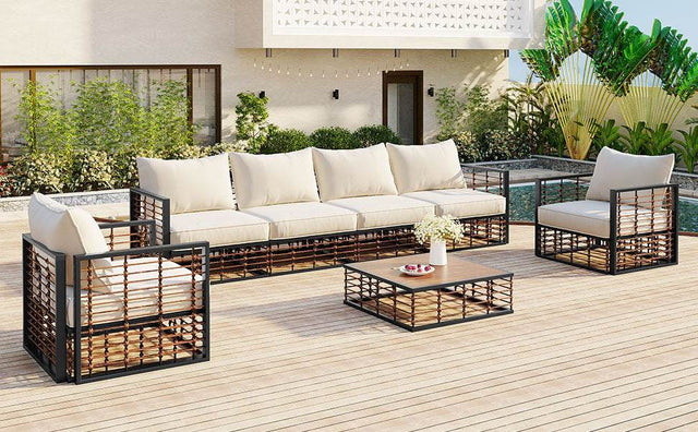 7-Piece Modern Metal Outdoor Patio Sectional Sofa Set - Omega Lifestyles