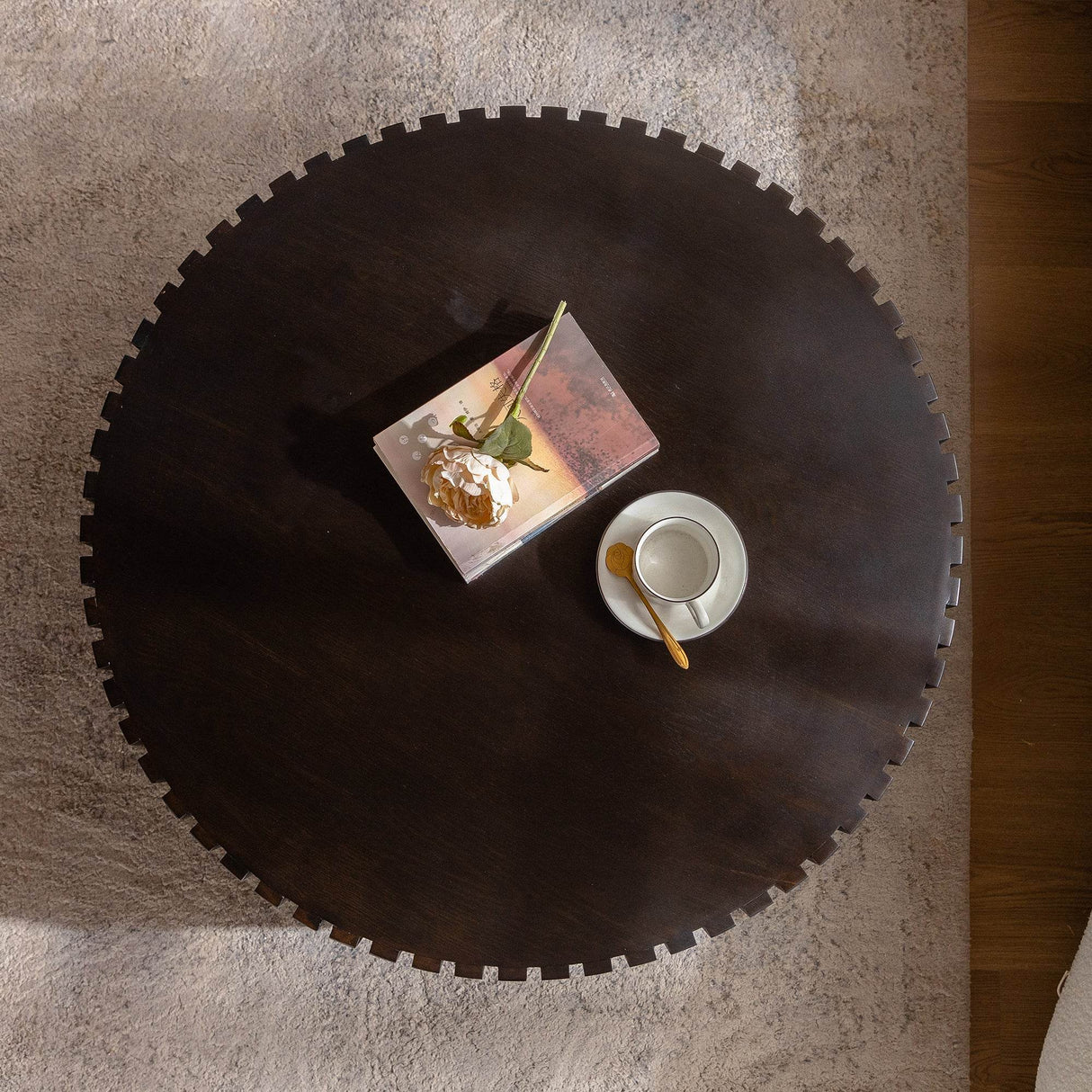 Modern Handcrafted Round Pedestal Walnut Coffee Table - Sleep Galleria