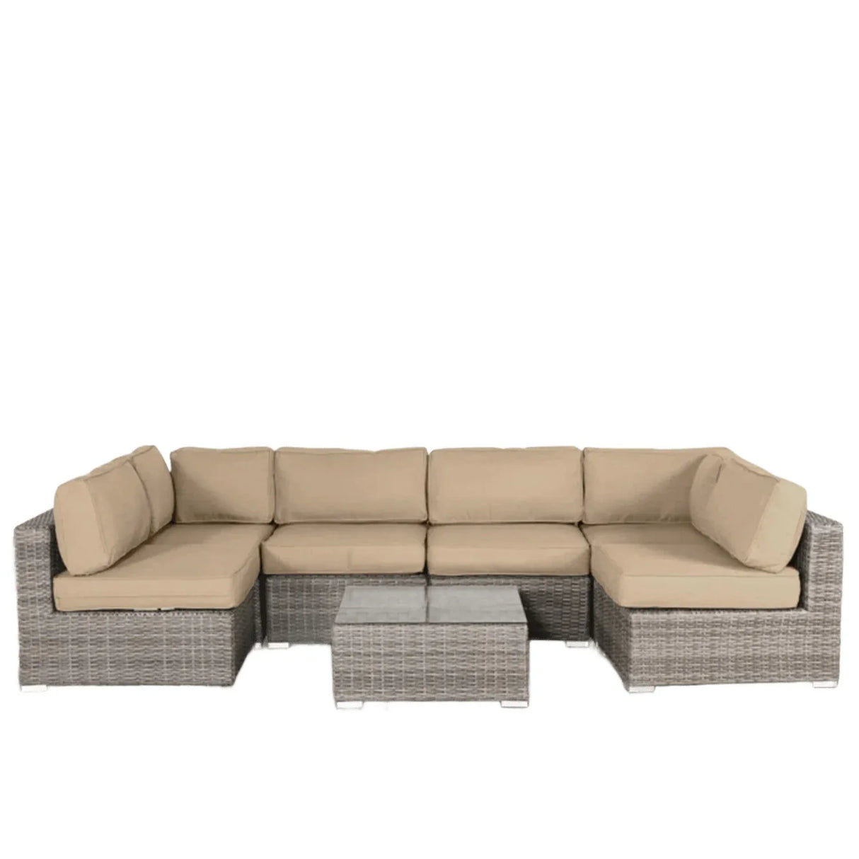 All-Weather Wicker 6-Person Sectional Seating Set With Cushions - Omega Lifestyles