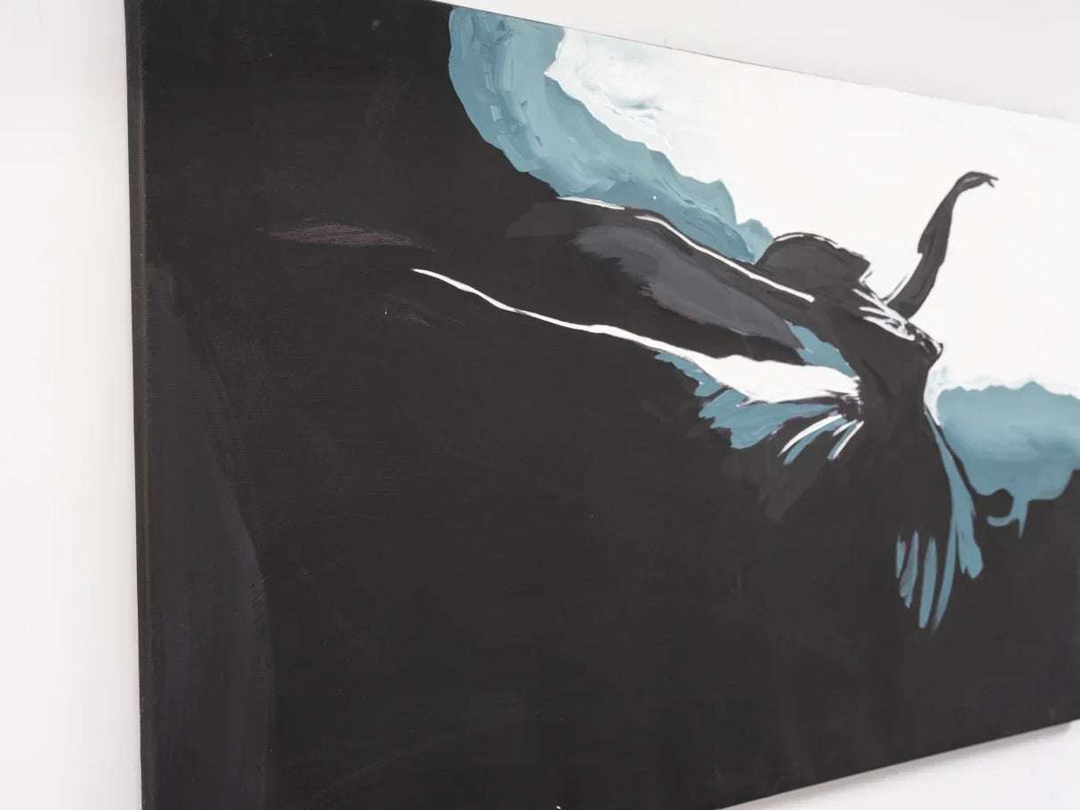 Oversized Hand-Painted Black Canvas Wall Art Painting - Omega Lifestyles