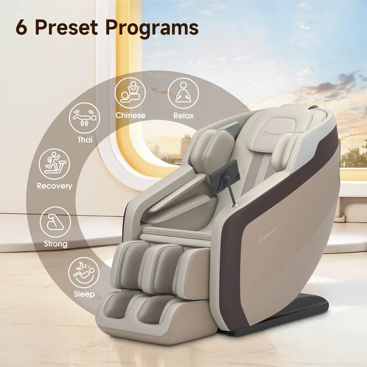 Full Body Massage Chair, Zero Gravity Sl-Track Massage Recliner with Yoga Stretch, Heating and Foot Massage, Brown