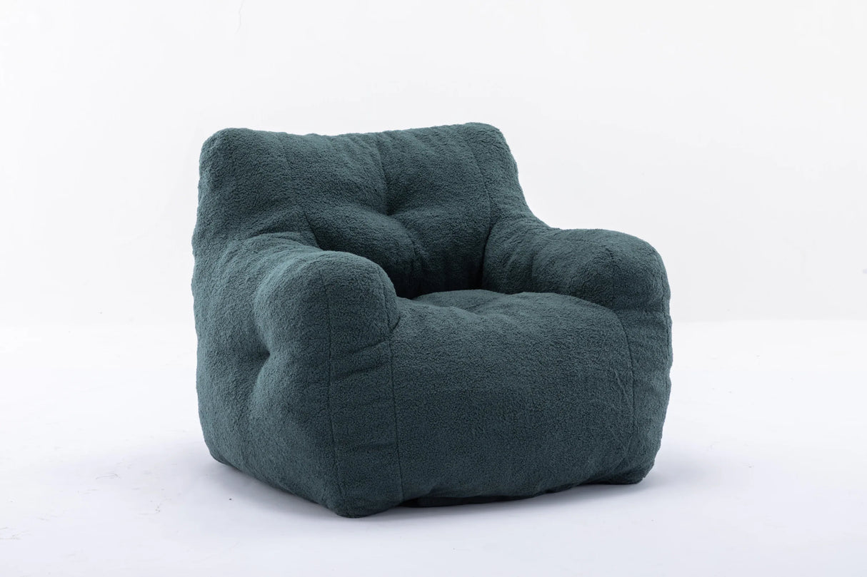 Soft Teddy Fabric Tufted Foam Bean Bag Chair Green - Omega Lifestyles