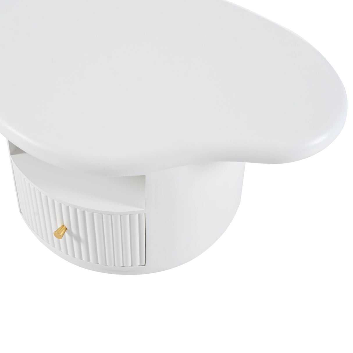 Cloud-Shaped White MDF Coffee Table With Drawer - Sleep Galleria