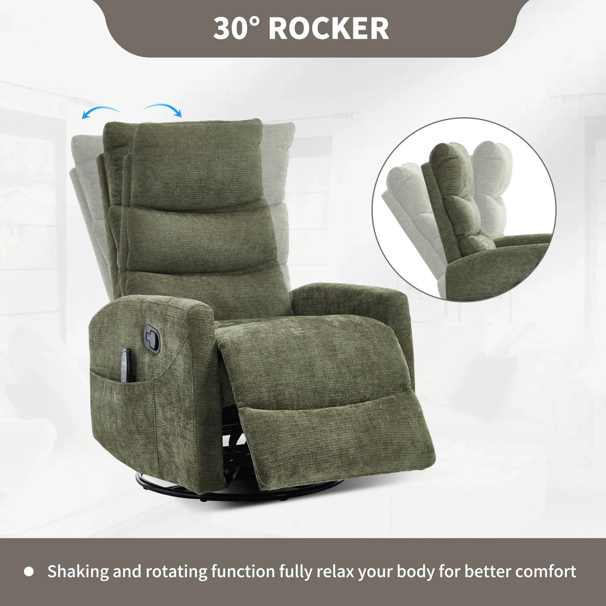 Heat Massage Recliner Chair With Swivel Rocker - Omega Lifestyles