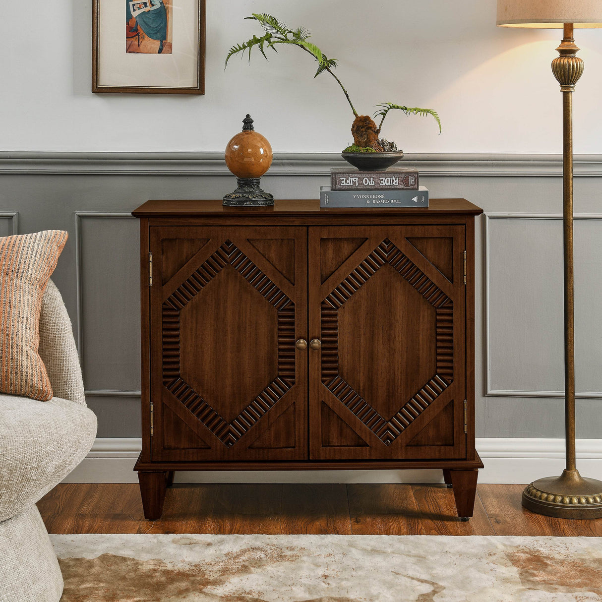 Mid Century Modern Walnut Storage Sideboard Cabinet - Sleep Galleria