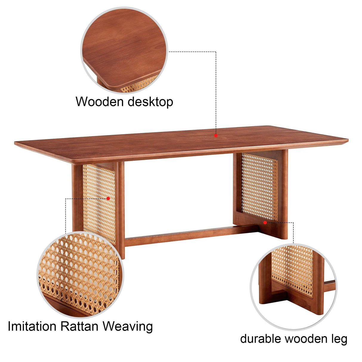 Imitation Rattan And Solid Wood Rectangular Coffee Table - Omega Lifestyles