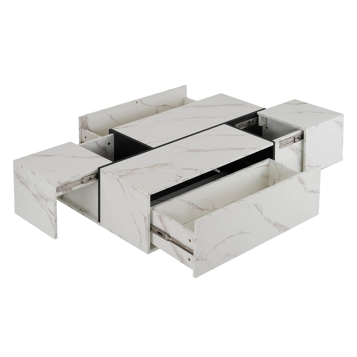 Modern White MDF Sliding Top Coffee Table With Storage - Sleep Galleria
