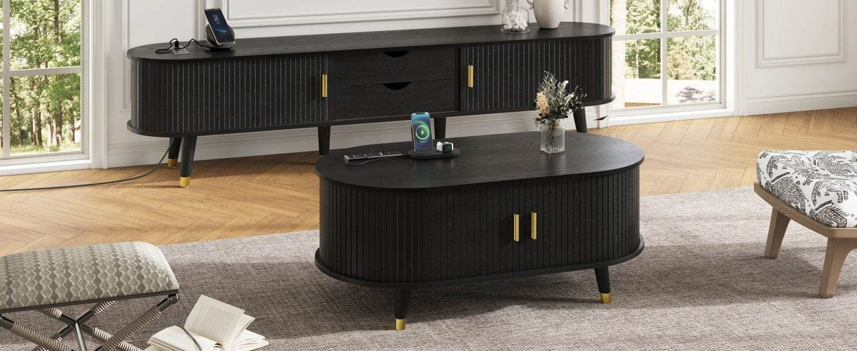 Mid-Century Modern TV Stand And Coffee Table Set - Sleep Galleria