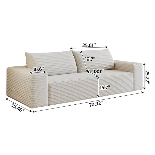 Modern White Fabric Foam High-Density Support Sofa - Omega Lifestyles