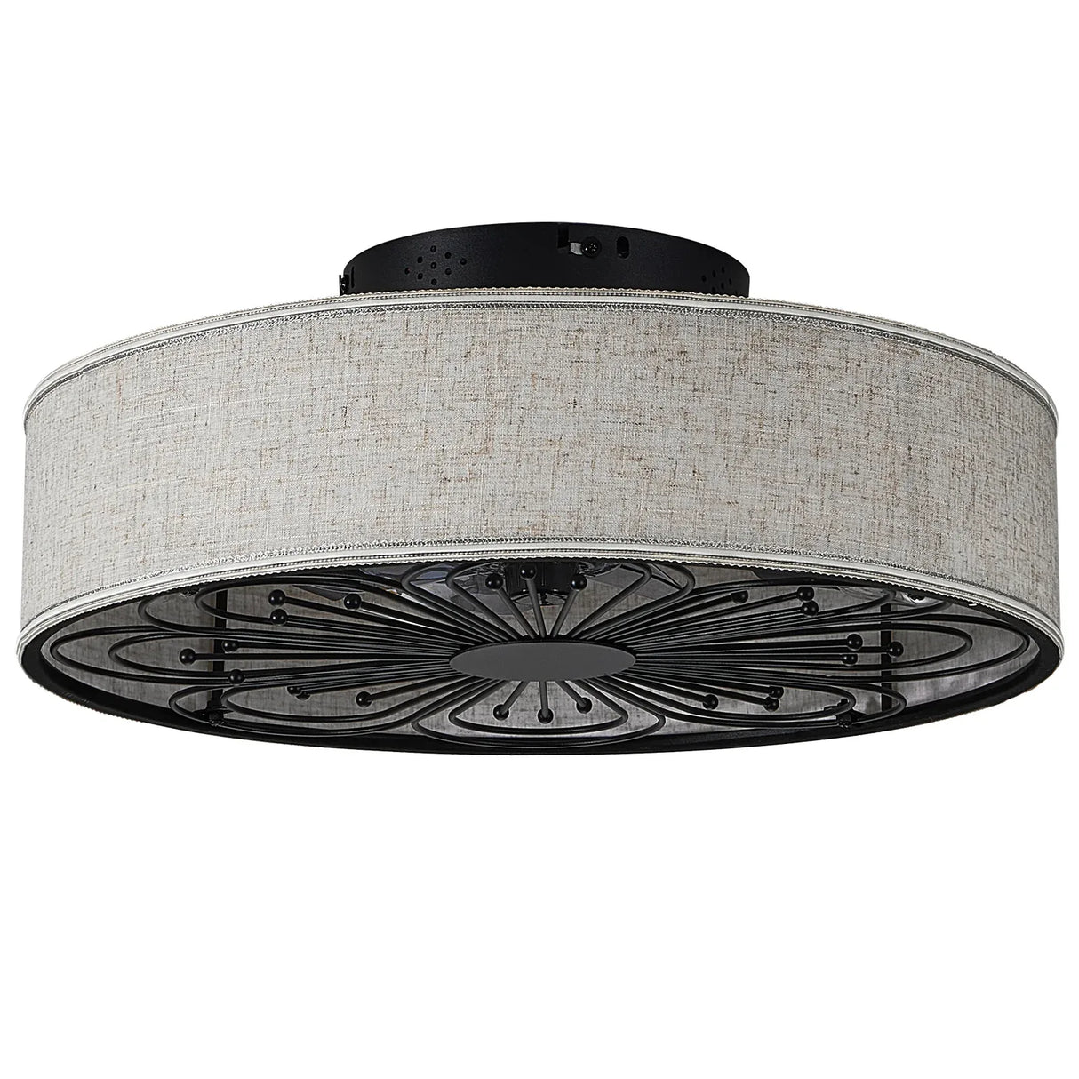 Bohemian Fabric Semi Flush Mount Ceiling Fan With Remote - Omega Lifestyles