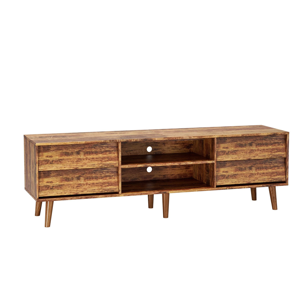63-Inch Vintage Style Brown MDF TV Stand - Sleep Galleria