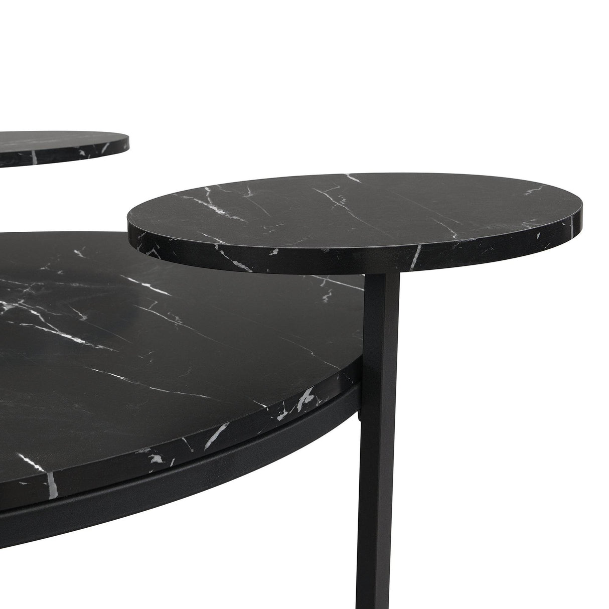 Modern Round Coffee Table With Faux Marble Shelves - Sleep Galleria