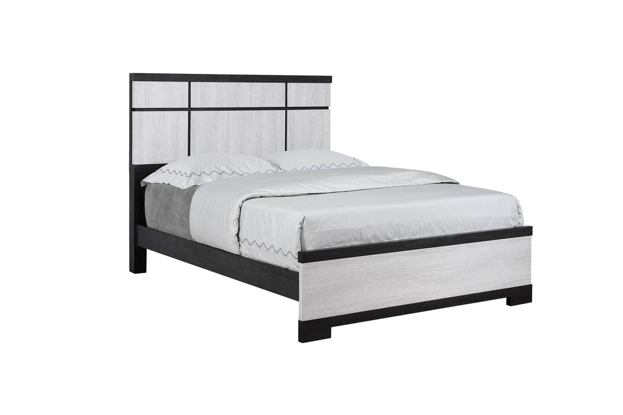 Contemporary King Wood Panel Bed Frame With Headboard