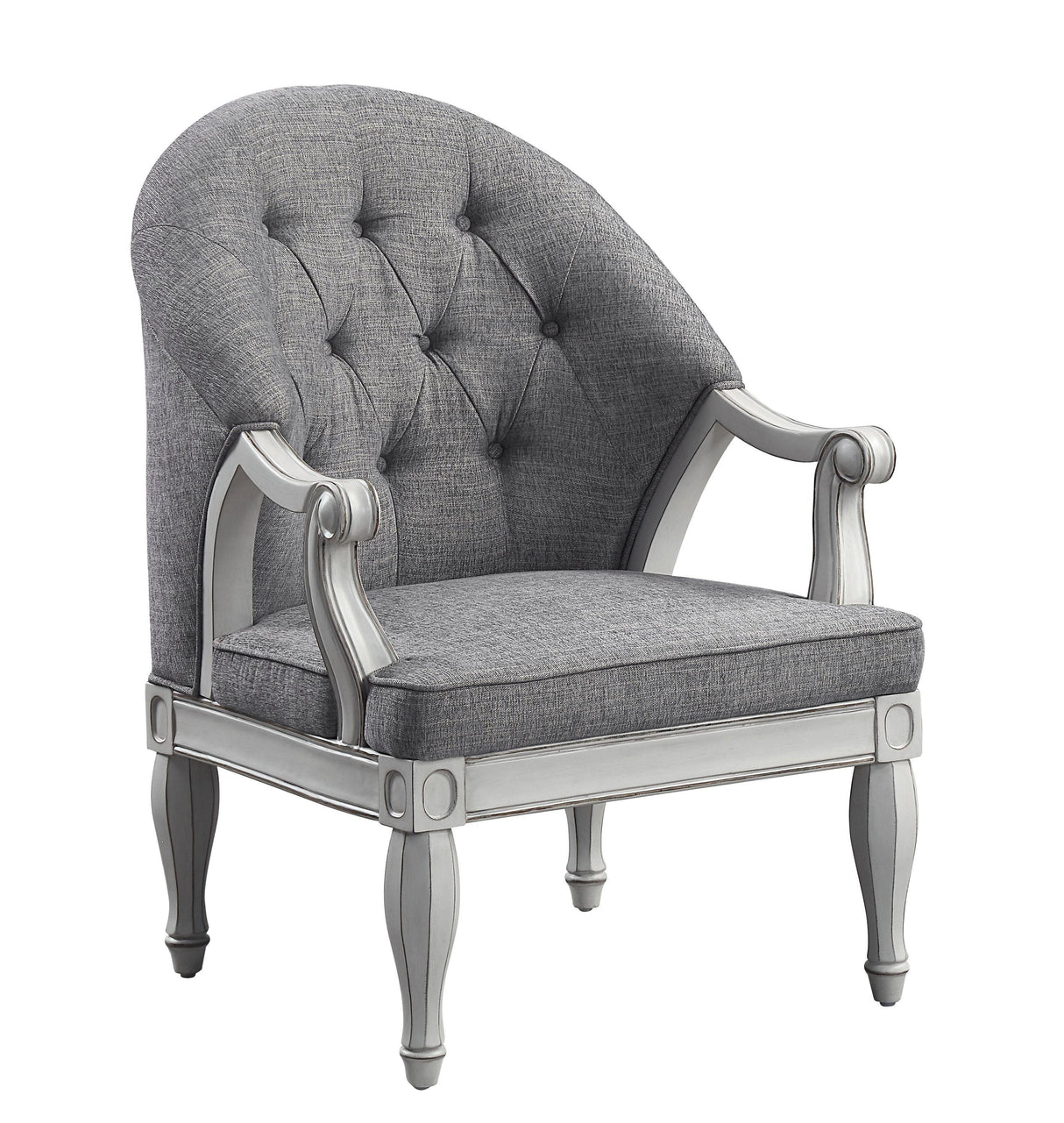 Gray Fabric Upholstered Wooden Seating Chair - Omega Lifestyles