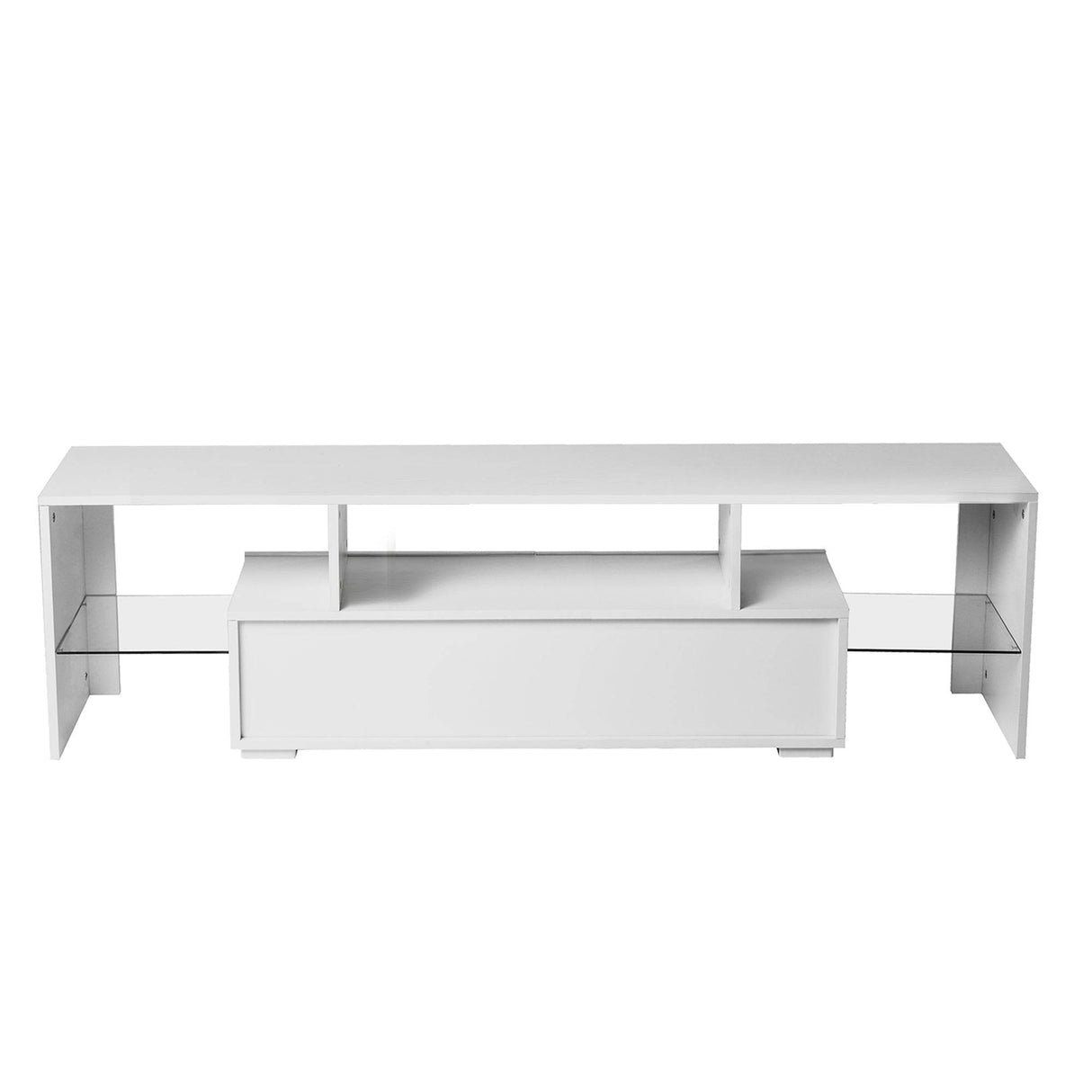 White Particle Board TV Stand With LED Lighting - Sleep Galleria