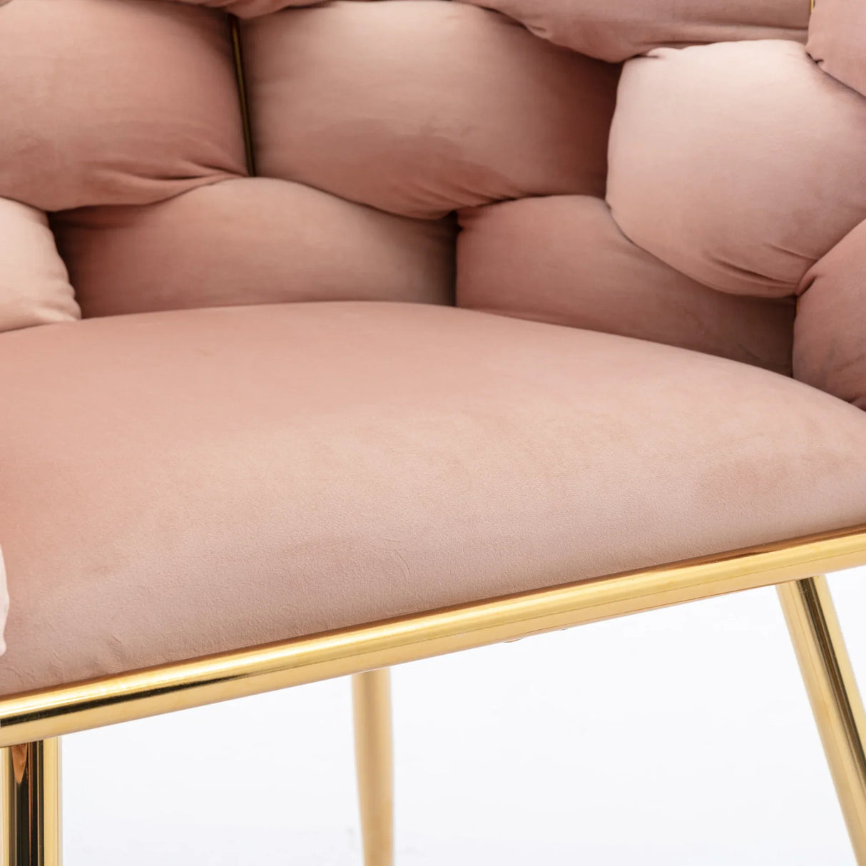 Pink Velvet Gold-Plated Metal Accent Chair - Omega Lifestyles