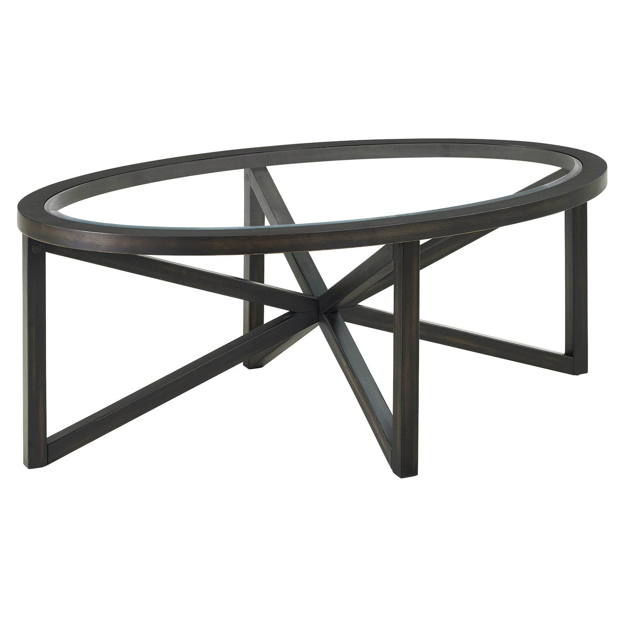 Modern Round Tempered Glass Coffee Table With Wood Base - Sleep Galleria