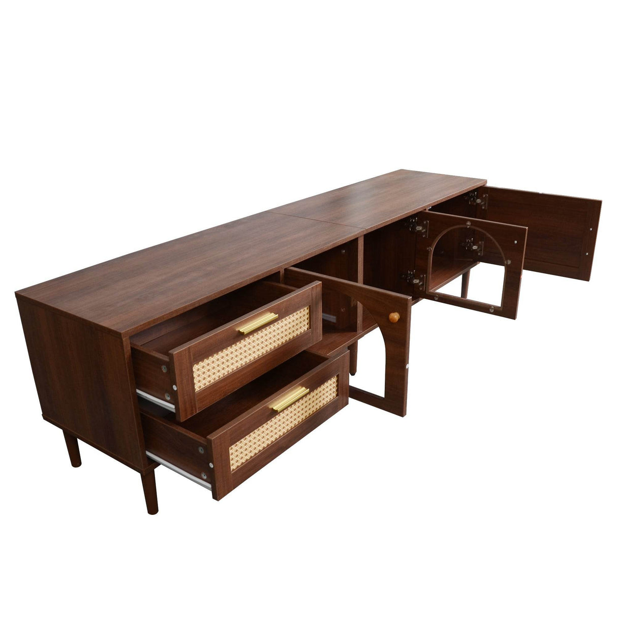 Rattan-Inspired Media Console TV Stand With Storage - Sleep Galleria