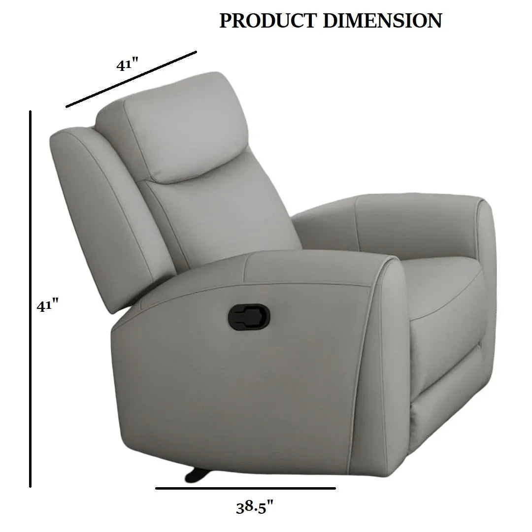 Transitional Light Gray Leather Manual Recliner Chair - Omega Lifestyles