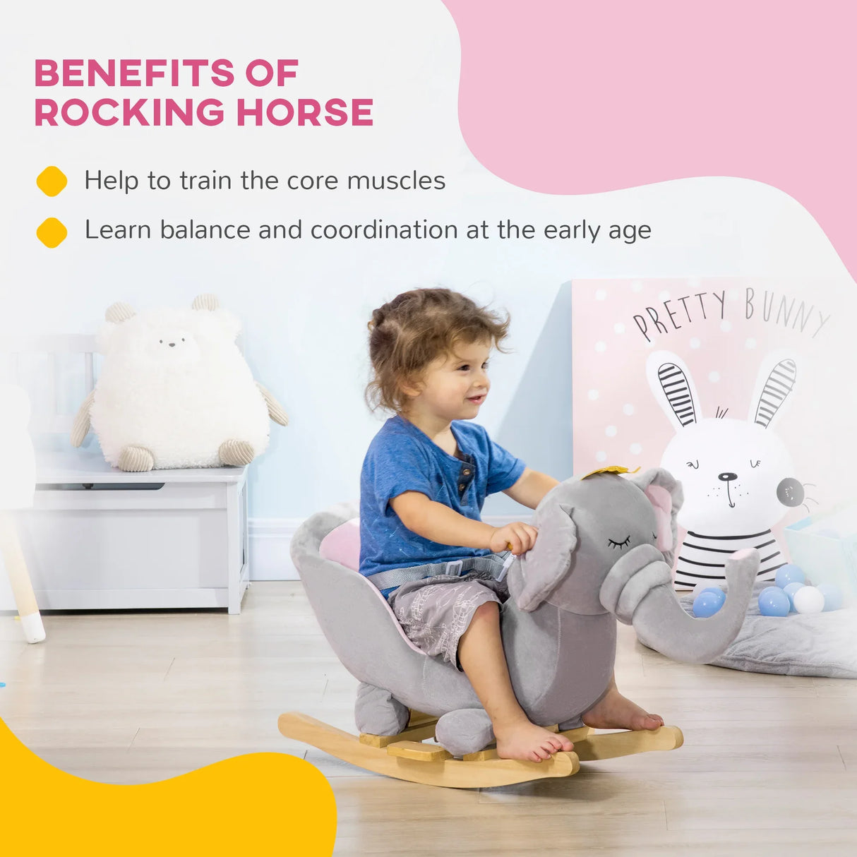 Toddler Plush Elephant Rocking Chair With Sound - Omega Lifestyles