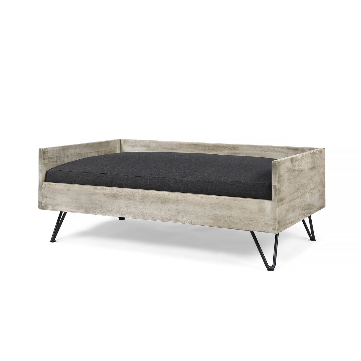 Mid-Century Modern Acacia Wood Dog Bed With Cushion - Sleep Galleria