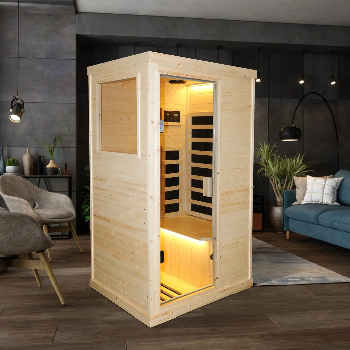 Single Person Spruce Wood Far Infrared Sauna - Omega Lifestyles