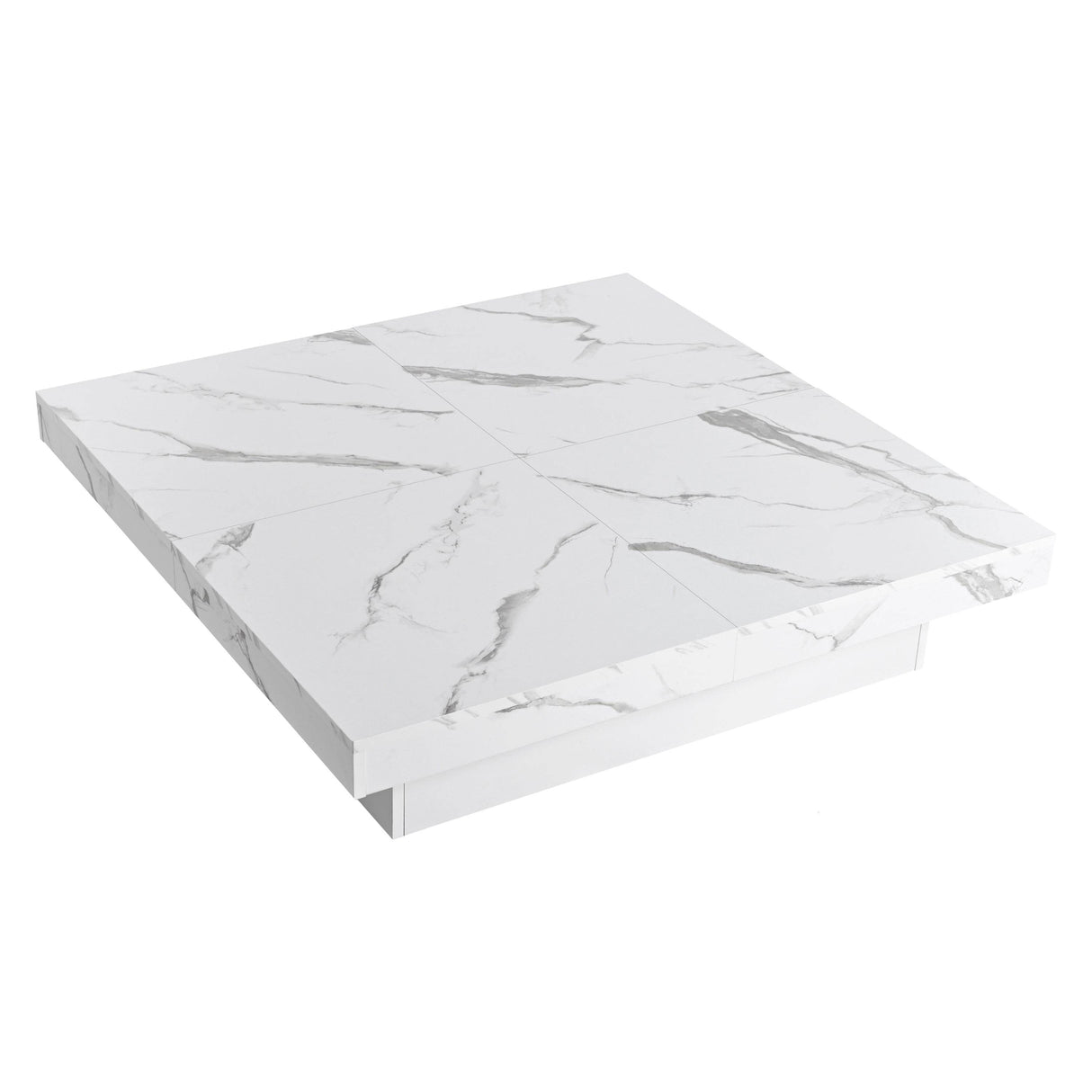 Square Marble Veneer Sliding Top Storage Coffee Table - Sleep Galleria