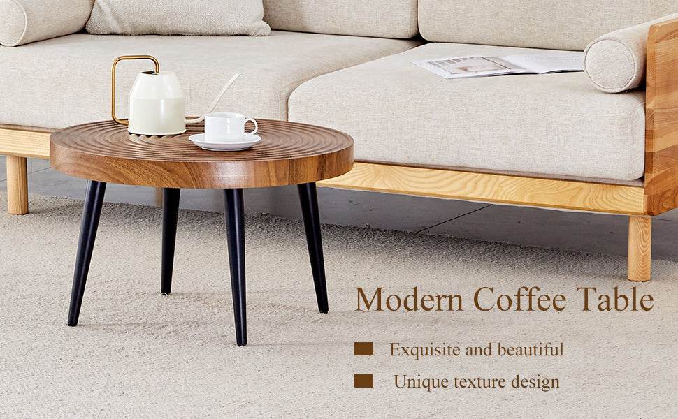 Natural Wood Grain Texture Round Coffee Table - Sleep Galleria
