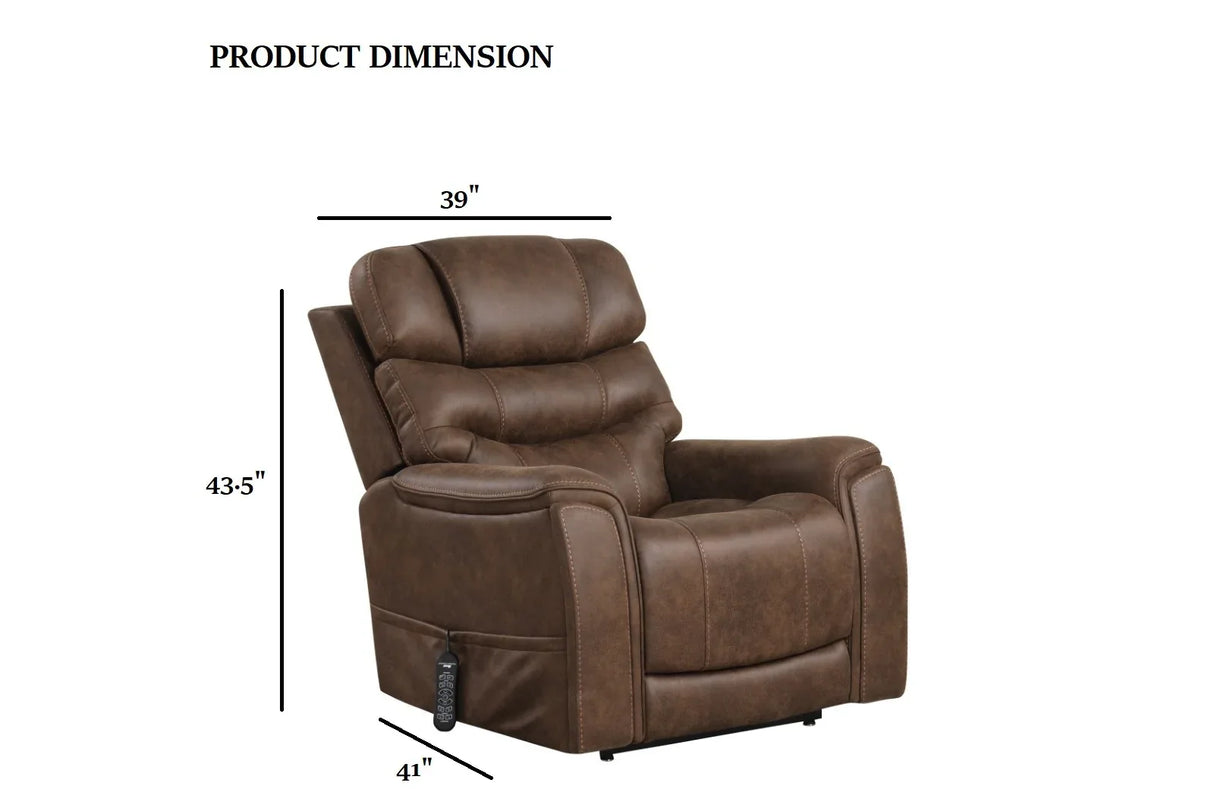 Transitional Walnut Fabric Dual Motor Lift Massage Chair - Omega Lifestyles
