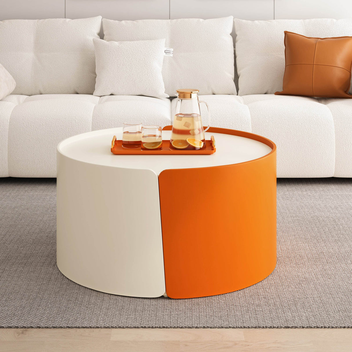 Modern Round MDF Nesting Coffee Table With Storage - Sleep Galleria