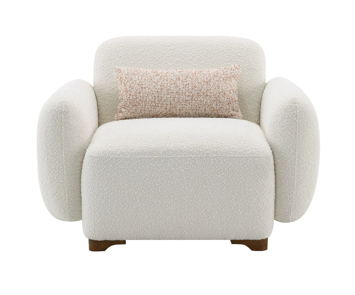 Beige Boucle Accent Chair With Toss Pillow - Omega Lifestyles