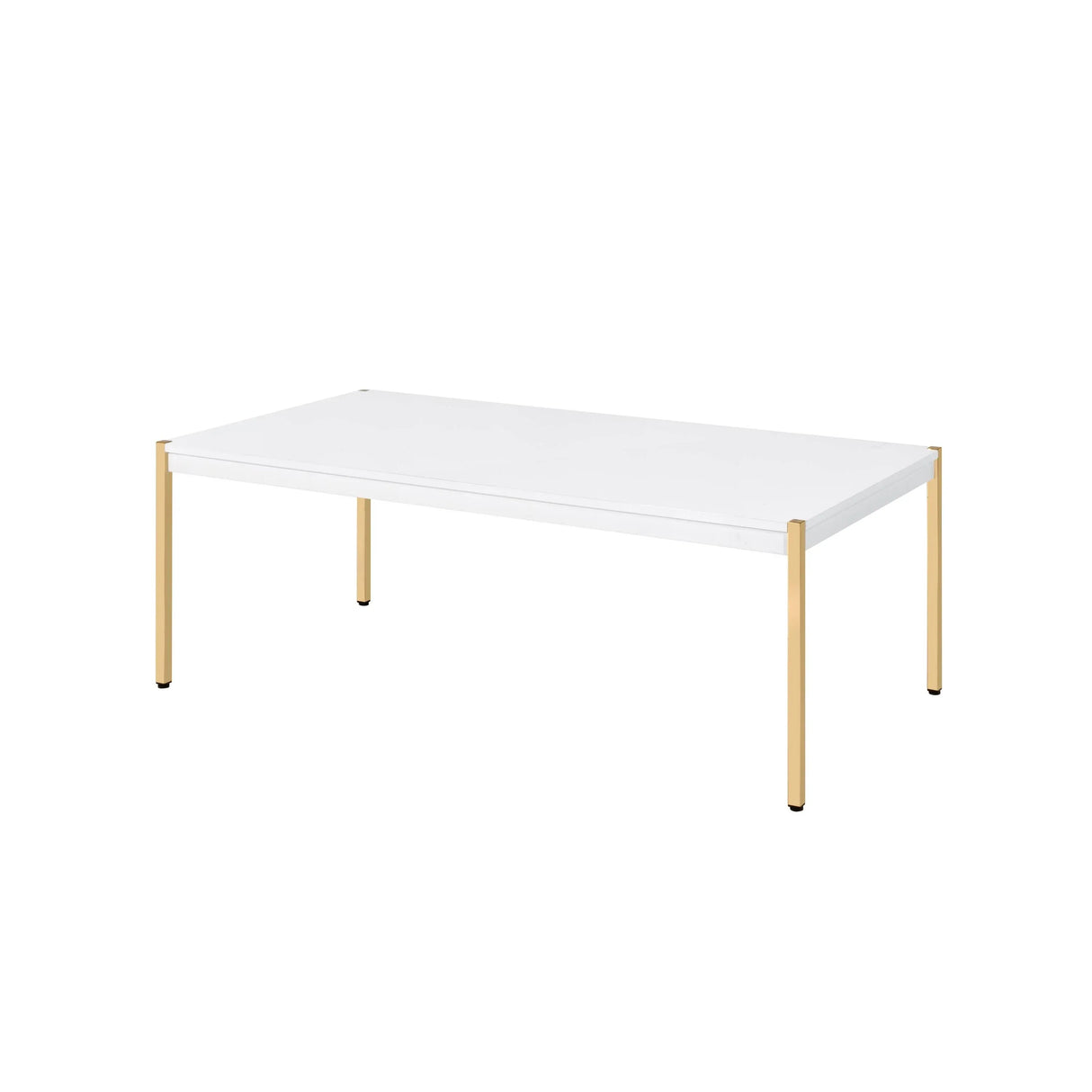 Minimalistic White Gold Finish Composite Wood Coffee Table - Omega Lifestyles