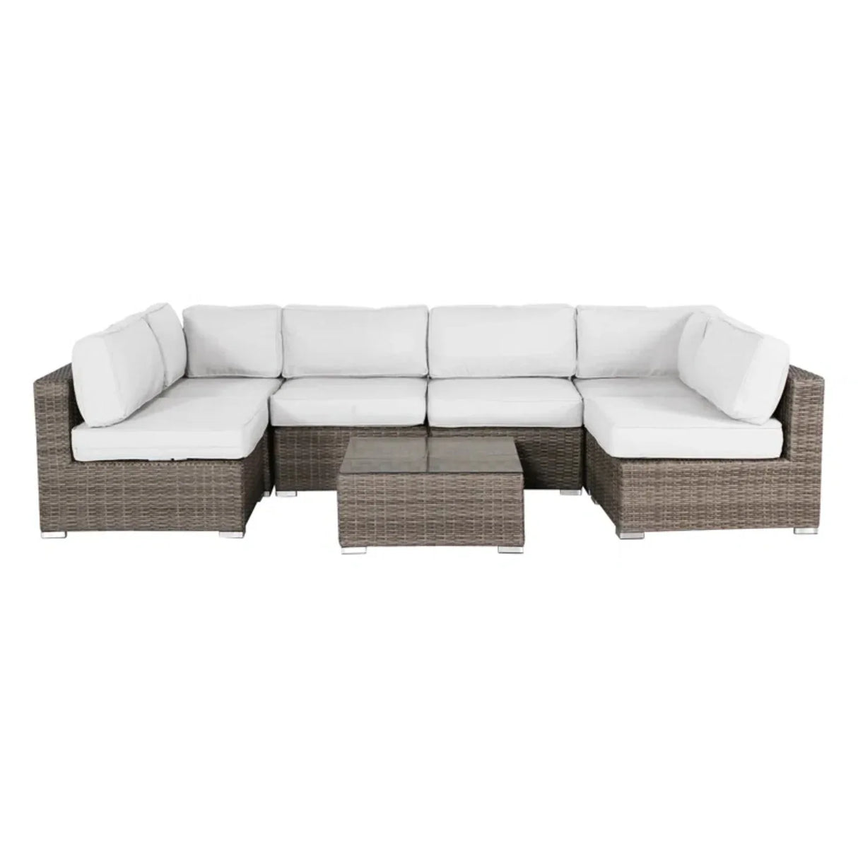 All-Weather 7-Piece Grey Mix Wicker Outdoor Lounge Set - Omega Lifestyles